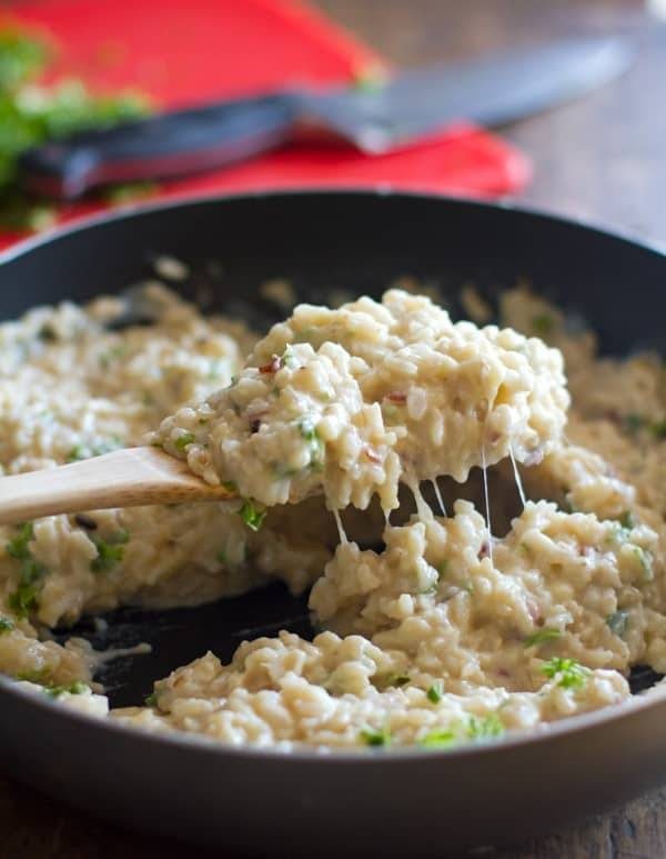 This creamy cauliflower garlic rice is simple, healthy, and so surprisingly good! With garlic, butter, brown rice, and cauliflower. | pinchofyum.com This creamy cauliflower garlic rice is simple, healthy, and so surprisingly good! With garlic, butter, brown rice, and cauliflower. | pinchofyum.com