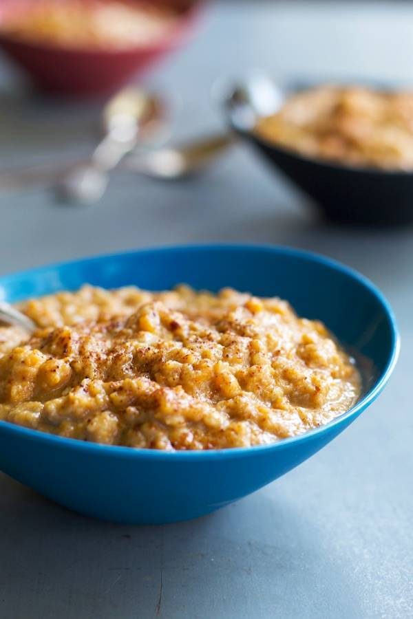 Sweet Potato Lentils in a blue bowl.