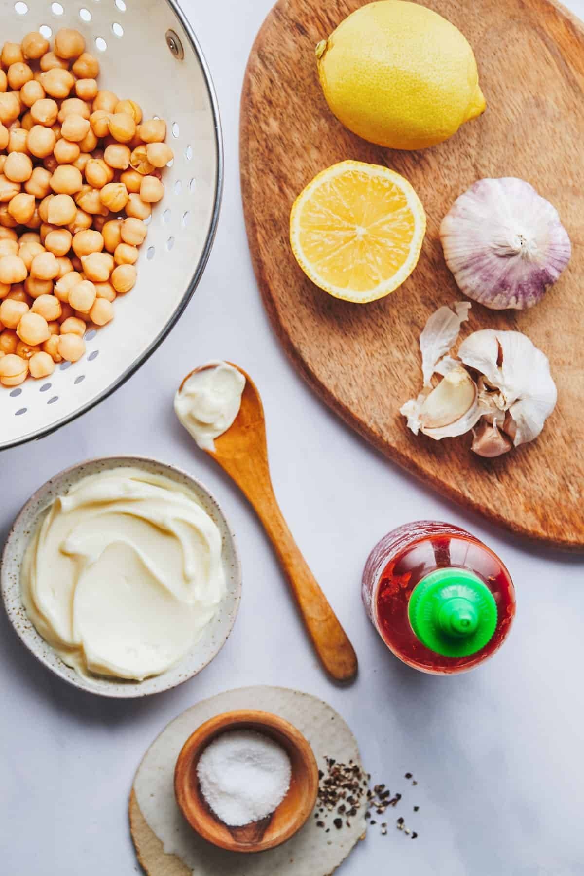 Ingredients for chickpea salad.