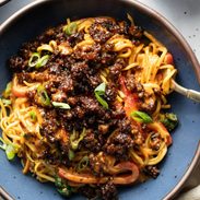 A picture of Caramelized Beef and Peanut Noodles