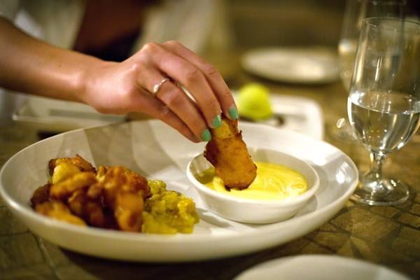 Food on a white plate.