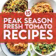 Fresh tomato recipes in a collage.